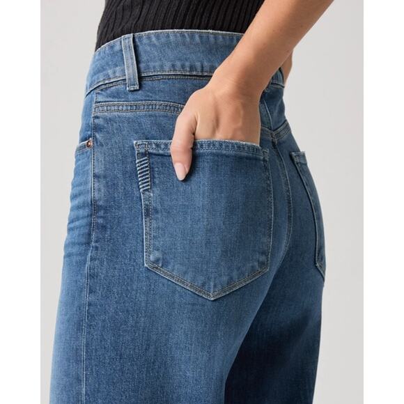 PAIGE Sasha Wide Leg Jeans 31 Stefania Distressed High Rise Blue Denim - Picture 9 of 15